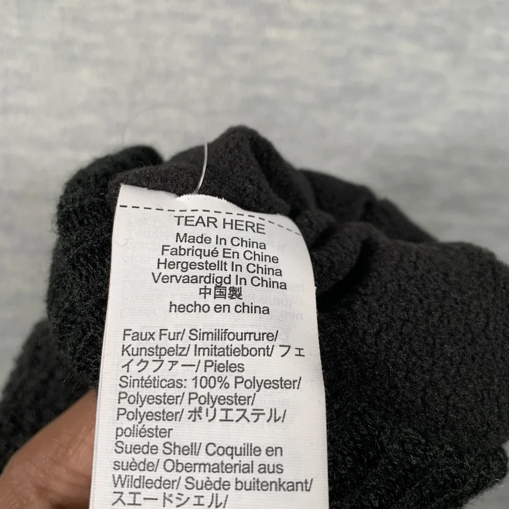 J.Crew Mittens Womens One Size Black Faux Fur Fleece Non‎ Slip Winter Warm